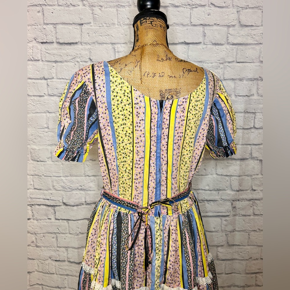 Vintage 50s Dress Rockabilly Full Circle Patchwork Square Dance Lace Cowgirl - Picture 11 of 14